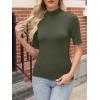 imageANRABESS Women Tops Mock Neck 12 Short Sleeve Slim Fit Basic Tee Shirts Dressy Work Business 2026 Summer Fall Casual OutfitsArmy Green