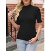 imageANRABESS Women Tops Mock Neck 12 Short Sleeve Slim Fit Basic Tee Shirts Dressy Work Business 2026 Summer Fall Casual OutfitsBlack