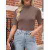 imageANRABESS Women Tops Mock Neck 12 Short Sleeve Slim Fit Basic Tee Shirts Dressy Work Business 2026 Summer Fall Casual OutfitsBrown