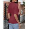imageANRABESS Women Tops Mock Neck 12 Short Sleeve Slim Fit Basic Tee Shirts Dressy Work Business 2026 Summer Fall Casual OutfitsBurgundy