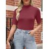imageANRABESS Women Tops Mock Neck 12 Short Sleeve Slim Fit Basic Tee Shirts Dressy Work Business 2026 Summer Fall Casual OutfitsBurgundy