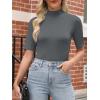 imageANRABESS Women Tops Mock Neck 12 Short Sleeve Slim Fit Basic Tee Shirts Dressy Work Business 2026 Summer Fall Casual OutfitsDark Gray