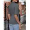imageANRABESS Women Tops Mock Neck 12 Short Sleeve Slim Fit Basic Tee Shirts Dressy Work Business 2026 Summer Fall Casual OutfitsDark Gray