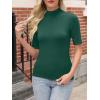 imageANRABESS Women Tops Mock Neck 12 Short Sleeve Slim Fit Basic Tee Shirts Dressy Work Business 2026 Summer Fall Casual OutfitsGreen