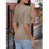 imageANRABESS Women Tops Mock Neck 12 Short Sleeve Slim Fit Basic Tee Shirts Dressy Work Business 2026 Summer Fall Casual OutfitsKhaki