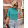 imageANRABESS Women Tops Mock Neck 12 Short Sleeve Slim Fit Basic Tee Shirts Dressy Work Business 2026 Summer Fall Casual OutfitsLake Green