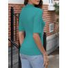 imageANRABESS Women Tops Mock Neck 12 Short Sleeve Slim Fit Basic Tee Shirts Dressy Work Business 2026 Summer Fall Casual OutfitsLake Green