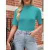 imageANRABESS Women Tops Mock Neck 12 Short Sleeve Slim Fit Basic Tee Shirts Dressy Work Business 2026 Summer Fall Casual OutfitsLake Green