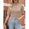 imageANRABESS Women Tops Mock Neck 12 Short Sleeve Slim Fit Basic Tee Shirts Dressy Work Business 2026 Summer Fall Casual OutfitsLight Khaki