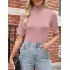imageANRABESS Women Tops Mock Neck 12 Short Sleeve Slim Fit Basic Tee Shirts Dressy Work Business 2026 Summer Fall Casual OutfitsPink