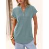 imageANRABESS Women Tops Short Sleeve V Neck Eyelet Shirts Dressy Casual Blouses 2026 Summer Tee TShirts Vacation OutfitsBlue Green