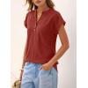imageANRABESS Women Tops Short Sleeve V Neck Eyelet Shirts Dressy Casual Blouses 2026 Summer Tee TShirts Vacation OutfitsBurnt Orange