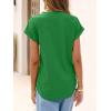 imageANRABESS Women Tops Short Sleeve V Neck Eyelet Shirts Dressy Casual Blouses 2026 Summer Tee TShirts Vacation OutfitsGreen