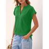 imageANRABESS Women Tops Short Sleeve V Neck Eyelet Shirts Dressy Casual Blouses 2026 Summer Tee TShirts Vacation OutfitsGreen