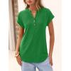 imageANRABESS Women Tops Short Sleeve V Neck Eyelet Shirts Dressy Casual Blouses 2026 Summer Tee TShirts Vacation OutfitsGreen