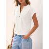 imageANRABESS Women Tops Short Sleeve V Neck Eyelet Shirts Dressy Casual Blouses 2026 Summer Tee TShirts Vacation OutfitsOffwhite