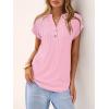 imageANRABESS Women Tops Short Sleeve V Neck Eyelet Shirts Dressy Casual Blouses 2026 Summer Tee TShirts Vacation OutfitsPink