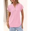 imageANRABESS Women Tops Short Sleeve V Neck Eyelet Shirts Dressy Casual Blouses 2026 Summer Tee TShirts Vacation OutfitsPink
