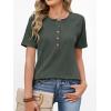 imageANRABESS Women Waffle Knit Tops Short Sleeve Henley Shirts Dressy Casual Blouse 2026 Spring Fashion Outfits Trendy ClothesArmy Green