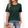imageANRABESS Women Waffle Knit Tops Short Sleeve Henley Shirts Dressy Casual Blouse 2026 Spring Fashion Outfits Trendy ClothesDeep Green