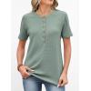 imageANRABESS Women Waffle Knit Tops Short Sleeve Henley Shirts Dressy Casual Blouse 2026 Spring Fashion Outfits Trendy ClothesLight Green