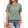 imageANRABESS Women Waffle Knit Tops Short Sleeve Henley Shirts Dressy Casual Blouse 2026 Spring Fashion Outfits Trendy ClothesLight Green