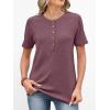 imageANRABESS Women Waffle Knit Tops Short Sleeve Henley Shirts Dressy Casual Blouse 2026 Spring Fashion Outfits Trendy ClothesMauve