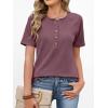 imageANRABESS Women Waffle Knit Tops Short Sleeve Henley Shirts Dressy Casual Blouse 2026 Spring Fashion Outfits Trendy ClothesMauve