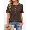 imageANRABESS Women Waffle Knit Tops Short Sleeve Henley Shirts Dressy Casual Blouse 2026 Spring Fashion Outfits Trendy ClothesRed Brown
