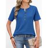 imageANRABESS Women Waffle Knit Tops Short Sleeve Henley Shirts Dressy Casual Blouse 2026 Spring Fashion Outfits Trendy ClothesRoyal Blue