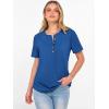 imageANRABESS Women Waffle Knit Tops Short Sleeve Henley Shirts Dressy Casual Blouse 2026 Spring Fashion Outfits Trendy ClothesRoyal Blue