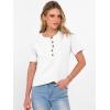 imageANRABESS Women Waffle Knit Tops Short Sleeve Henley Shirts Dressy Casual Blouse 2026 Spring Fashion Outfits Trendy ClothesWhite