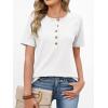 imageANRABESS Women Waffle Knit Tops Short Sleeve Henley Shirts Dressy Casual Blouse 2026 Spring Fashion Outfits Trendy ClothesWhite