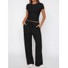 imageANRABESS Womens 2 Piece Summer Matching Lounge Sets Wide Leg Pants Ruched Crop Tops Sweatsuits Sets Spring Travel ClothesBlack