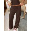imageANRABESS Womens 2 Piece Summer Matching Lounge Sets Wide Leg Pants Ruched Crop Tops Sweatsuits Sets Spring Travel ClothesBrown