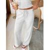 imageANRABESS Womens 2 Piece Summer Matching Lounge Sets Wide Leg Pants Ruched Crop Tops Sweatsuits Sets Spring Travel ClothesLight Grey