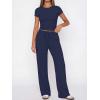 imageANRABESS Womens 2 Piece Summer Matching Lounge Sets Wide Leg Pants Ruched Crop Tops Sweatsuits Sets Spring Travel ClothesNavy Blue