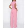 imageANRABESS Womens 2 Piece Summer Matching Lounge Sets Wide Leg Pants Ruched Crop Tops Sweatsuits Sets Spring Travel ClothesPink