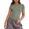 imageANRABESS Womens 3 Pack Short Sleeve Shirts 2026 Crop Tops Tight Fitted Basic Tees Workout T Shirts Y2k Clothes Summer OutfitBlackwhitearmy Green