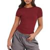 imageANRABESS Womens 3 Pack Short Sleeve Shirts 2026 Crop Tops Tight Fitted Basic Tees Workout T Shirts Y2k Clothes Summer OutfitBlackwhitedeep Red
