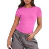 imageANRABESS Womens 3 Pack Short Sleeve Shirts 2026 Crop Tops Tight Fitted Basic Tees Workout T Shirts Y2k Clothes Summer OutfitBlackwhitehot Pink
