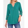 imageANRABESS Womens 34 Length Lace Sleeve Tops Henley V Neck Shirts Dressy Casual Business Blouses 2026 Spring TShirts OutfitsCyan Green