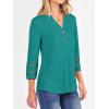 imageANRABESS Womens 34 Length Lace Sleeve Tops Henley V Neck Shirts Dressy Casual Business Blouses 2026 Spring TShirts OutfitsCyan Green