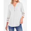 imageANRABESS Womens 34 Length Lace Sleeve Tops Henley V Neck Shirts Dressy Casual Business Blouses 2026 Spring TShirts OutfitsWhite