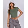 imageANRABESS Womens Basic Tee Summer Outfits Crewneck Short Sleeve Crop Tops Slim Fitted T Shirts Y2k 2026 Trendy ClothingArmy Green