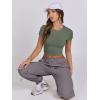 imageANRABESS Womens Basic Tee Summer Outfits Crewneck Short Sleeve Crop Tops Slim Fitted T Shirts Y2k 2026 Trendy ClothingArmy Green