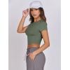 imageANRABESS Womens Basic Tee Summer Outfits Crewneck Short Sleeve Crop Tops Slim Fitted T Shirts Y2k 2026 Trendy ClothingArmy Green