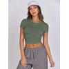 imageANRABESS Womens Basic Tee Summer Outfits Crewneck Short Sleeve Crop Tops Slim Fitted T Shirts Y2k 2026 Trendy ClothingArmy Green