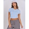 imageANRABESS Womens Basic Tee Summer Outfits Crewneck Short Sleeve Crop Tops Slim Fitted T Shirts Y2k 2026 Trendy ClothingBlue Grey