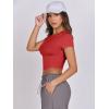 imageANRABESS Womens Basic Tee Summer Outfits Crewneck Short Sleeve Crop Tops Slim Fitted T Shirts Y2k 2026 Trendy ClothingBright Red